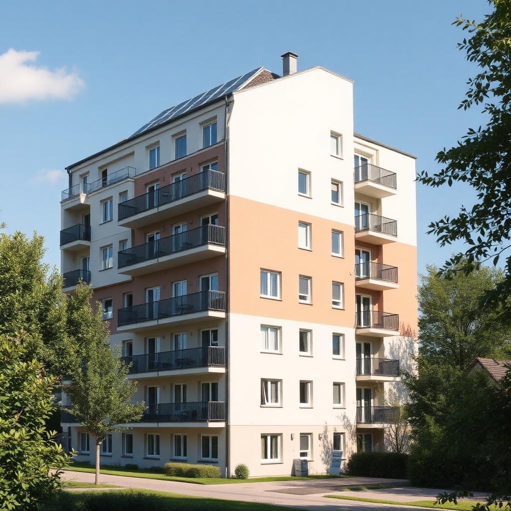 Zateplený bytový dům s fotovoltaikou na střeše